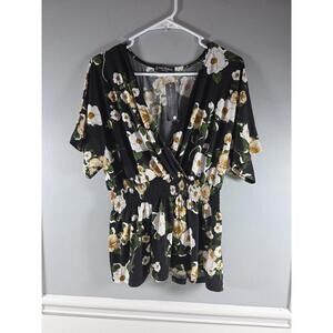Anna Morgan Women's Blouse Black Floral XL NEW Work Casual Dressy
